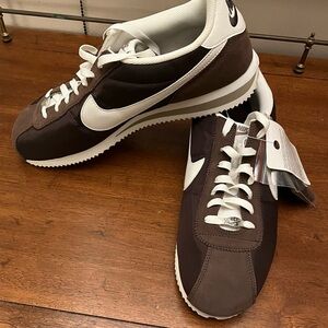 NWT Nike Cortez Chocolate Brown and White Sneakers (Size Men 12.5 / Women 14)